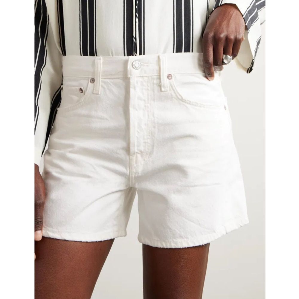 Agolde Parker Long White Denim Jean Shorts Size 31 (12) New! - Picture 5 of 15